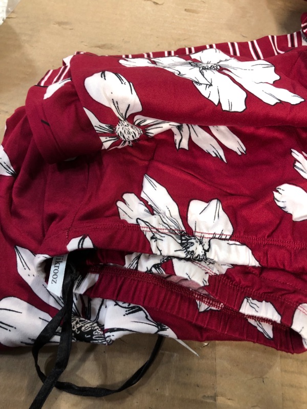 Photo 1 of Flora Nikrooz Women's Long Sleeve Notch Collar 2 Piece Pajama Set (Burgundy, L)
