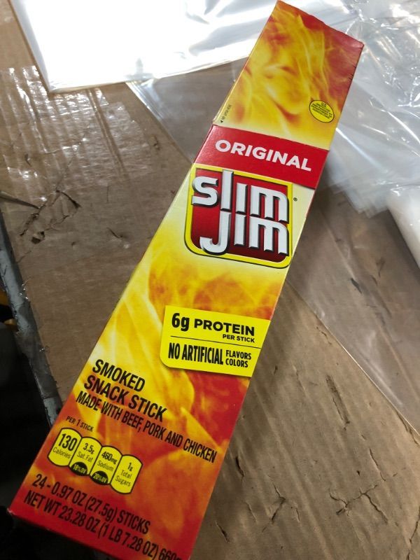 Photo 2 of *exp 01/12/2024*Slim Jim Giant Smoked Snacks, Original, 0.97-Ounce Sticks (Pack of 24) 1.46 Pound (Pack of 1)