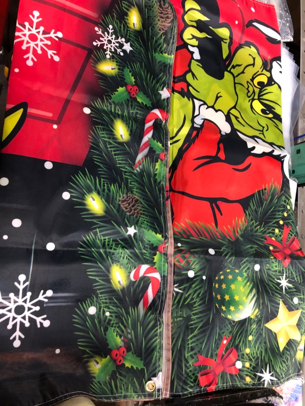Photo 1 of Grinch Christmas Decorations Grinch Door Cover Merry Grinchmas Door Cover 6 X 3ft