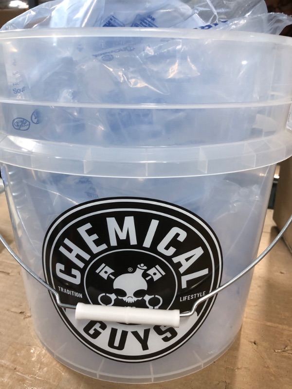 Photo 2 of Chemical Guys ACC_103 Heavy Duty Detailing Car Wash Bucket with Chemical Guys Logo, 4.5 Gal , Semi Transparent White Bucket Only