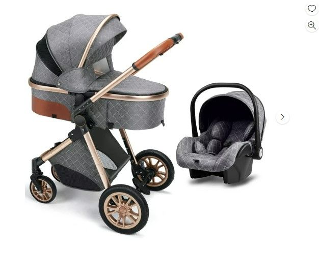 Photo 1 of (READ NOTES) TODEFULL Baby Stroller, 3 in 1 Folding High Landscape Infant Stroller & Convertible Bassinet Pram for Newborn, Portable Baby Carriage Pushchair with Adjustable Canopy, Cup Holder, Storage Basket, Grey
