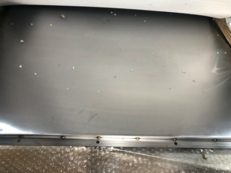 Photo 1 of VEVOR Range Backsplash with Shelf 36 x 29.5 Inch Range Hood Wall Shield, Stainless Steel Backsplash Silver Splash Plate for Range Hood Stainless Backsplash with Built-in Storage Shelf and Hanging Rack