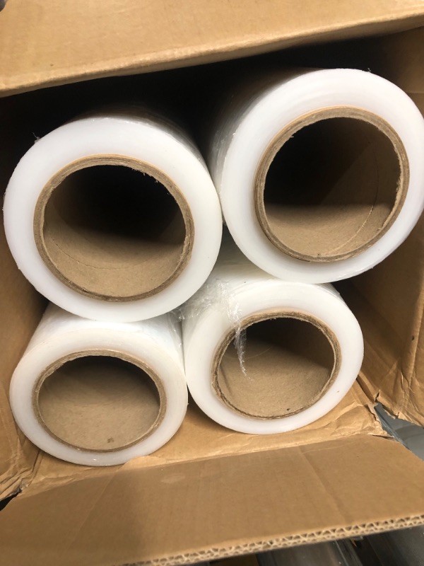 Photo 3 of ACYPAPER, 18" Stretch Film/Wrap 1500 feet 80 Gauge Industrial Strength, up to 800% Stretch 20 Microns Clear Cling Durable Adhering Packing Moving Packaging Heavy Duty Shrink Film (4 Rolls/Box)