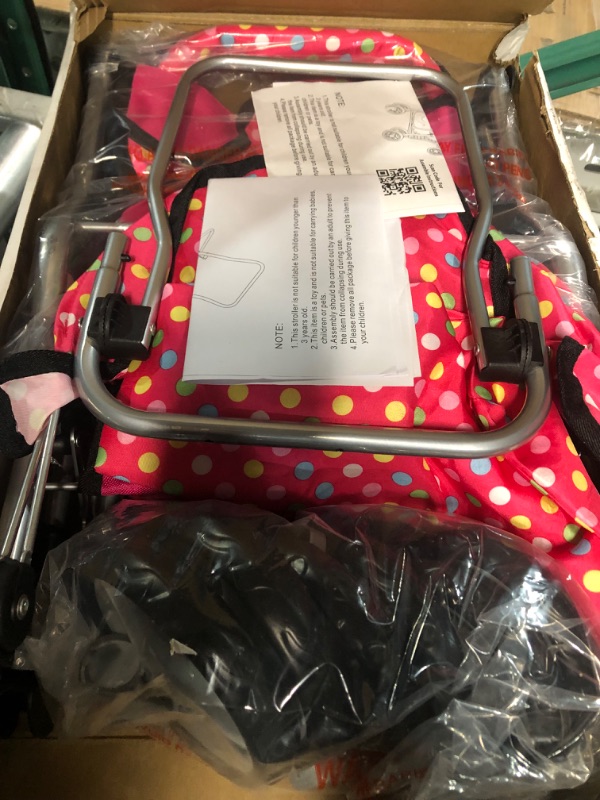 Photo 2 of * incomplete * see all images *
Exquisite Buggy, Twin Doll Stroller with Diaper Bag and Swivel Wheels Pink & Polka Dot 