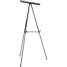 Photo 1 of Amazon Basics High Boardroom Black Aluminum Flipchart Whiteboard and Display Easel Stand with Adjustable Height Telescope Tripod, Black, 35 x 2 x 28 Inches Lightweight Board Easel