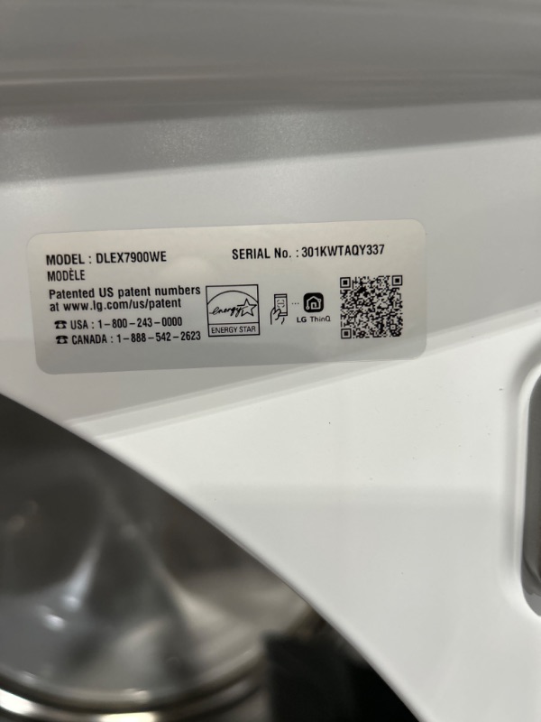 Photo 6 of LG TurboSteam 7.3-cu ft Steam Cycle Smart Electric Dryer (White) ENERGY STAR