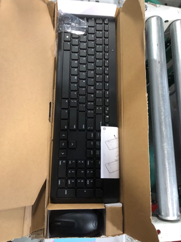 Photo 3 of Dell Wireless Keyboard and Mouse - KM3322W, Wireless - 2.4GHz, Optical LED Sensor, Mechanical Scroll, Anti-Fade Plunger Keys, 6 Multimedia Keys, Tilt Leg - Black