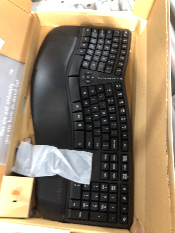 Photo 4 of MEETION Ergonomic Keyboard, Split Wireless Keyboard with Cushioned Wrist, Palm Rest, Curved, Natural Typing Full Size Rechargeable Keyboard