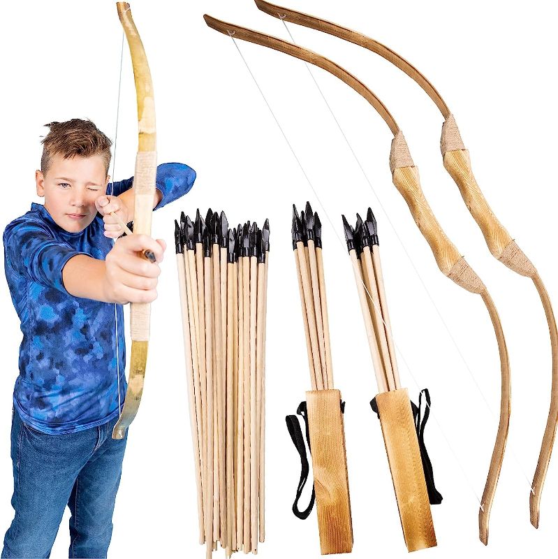 Photo 4 of 
Island Genius Classic Wooden Bow and Arrow Archery Set Outdoor Games Toys and Gifts for Kids Boys and Girls - 2 Bows, 2 quivers and 20 Arrows