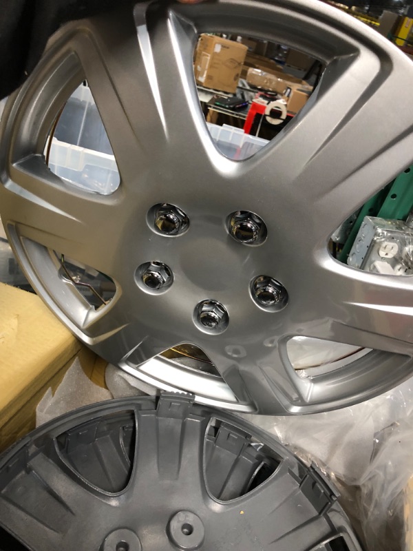 Photo 1 of Four ABS Plastic Silver Colored Hubcaps - 15 Inch Diameter