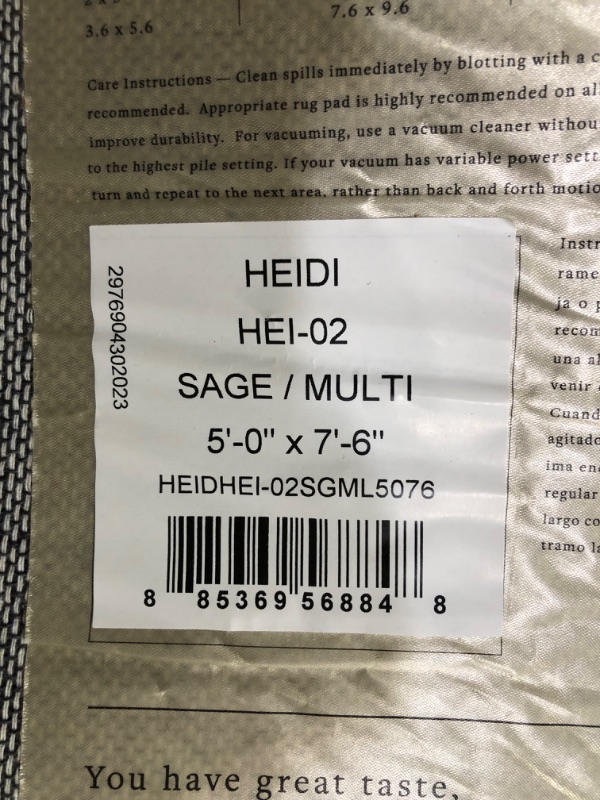 Photo 7 of ***HEAVILY USED - DIRTY - SEE PICTURES***
Loloi II Heidi Collection HEI-02 Area Rug 5' x 7' 6" Sage/Multi Rectangular 0.13" Thick