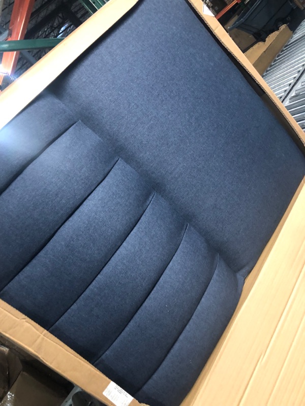 Photo 2 of ***USED - MISSING HARDWARE AND OTHER PARTS***
Novogratz Brittany Sofa Futon - Premium Upholstery and Wooden Legs - Navy Blue Navy Blue Futon