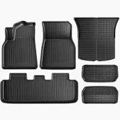 Photo 1 of Maysoo Tesla Model Y Floor Mats, Tesla Model Y 5-Seat 2020-2023 Accessories, All Weather Floor Mat Front Rear Cargo Liner Mat, Heavy Duty Floor Mats (Set of 6) Model Y floor mats (set of 6)