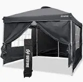 Photo 1 of OUTFINE Canopy 10'x10' Pop Up Commercial Instant Gazebo Tent, Fully Waterproof, Outdoor Party Canopies with 4 Removable Sidewalls, Stakes x8, Ropes x4 (Black, 10 * 10FT)