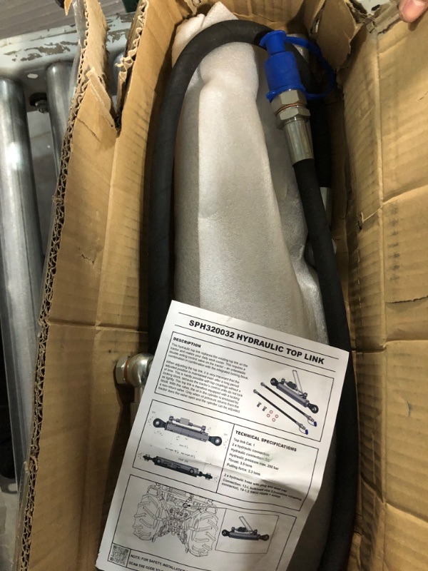 Photo 2 of Hydraulic Top Link Cat 1-1 with Locking Block 18 1/8” - 26 3/8” with 2 x Hose Two-Way Check Valve Designed Double-Acting Hydraulic Cylinder