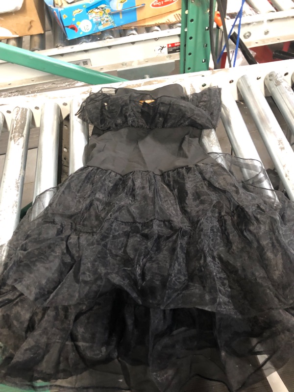 Photo 2 of STOCK PHOTO FOR REFERENCE  One Shoulder Sparkly Lace Tulle black 4