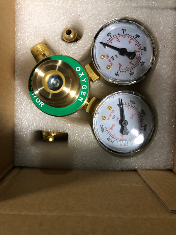 Photo 1 of AWLOLWA Oxygen Acetylene regulator set CGA540 and CGA200 Inlet Connection for for Welding Gas Gauge.