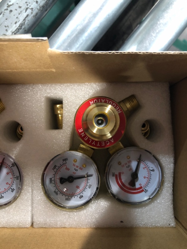 Photo 1 of AWLOLWA Oxygen Acetylene regulator set CGA540 and CGA200 Inlet Connection for for Welding Gas Gauge.