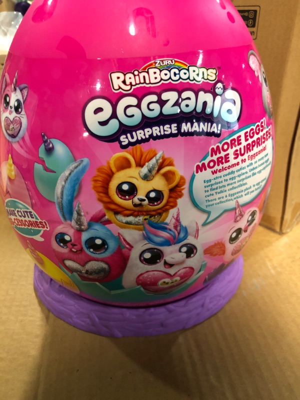 Photo 3 of Rainbocorns Eggzania Surprise Mania Series 1 (Kitten) by ZURU, Collectible Plush Stuffed Animal, 5 Mini Eggs, Stickers, DIY Jewelry, 