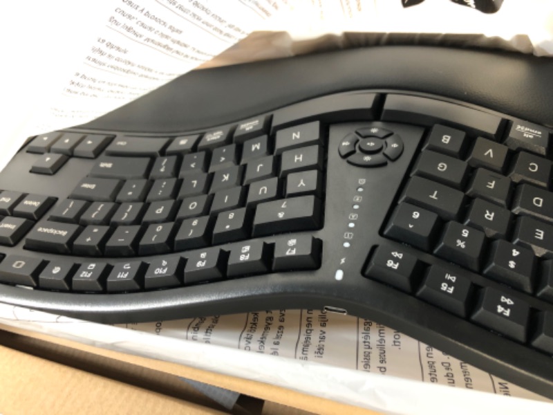 Photo 3 of MEETION Ergonomic Wireless Keyboard and Mouse, Ergo Keyboard with Vertical Mouse, Split Keyboard with Cushioned Wrist, Palm Rest,