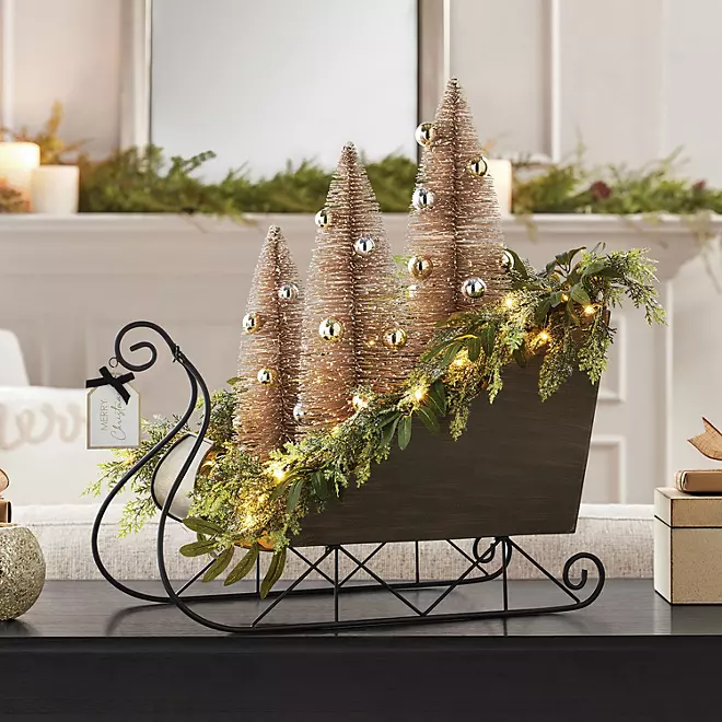 Photo 1 of ***STOCK IMAGE FOR REFERENCE ONLY*** Member's Mark Pre-Lit Decorative Metal Sleigh with Trees