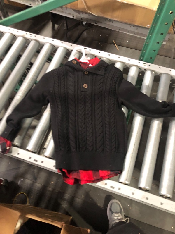 Photo 3 of Makkrom Kids and Boys Mock Neck Pullover Sweater Long Sleeve Button Cable Knitted Jumper