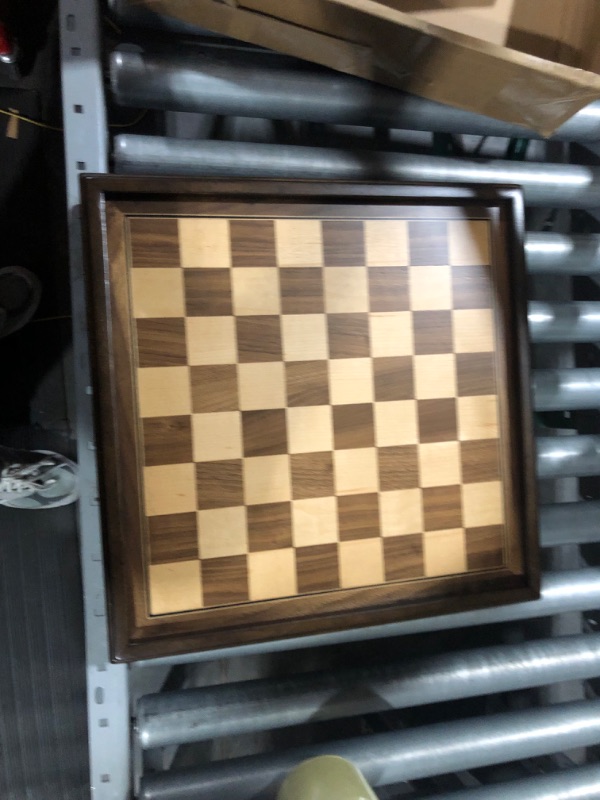 Photo 3 of A&A 15 inch Walnut Wooden Chess & Checkers Set w/ Storage Drawer /Weighted Chess Pieces