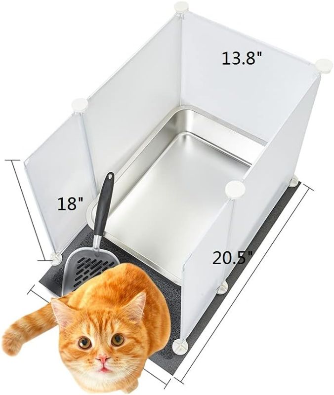 Photo 1 of ***USED - LIKELY MISSING PARTS***
MEEXPAWS Stainless Steel Litter Box for Cats (18”×14”×4”) 