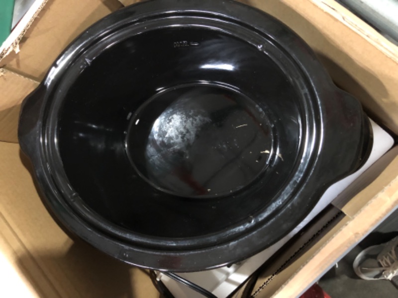 Photo 3 of Elite Gourmet MST-1234B## 6 Quart Diamond Pattern Slow Cooker, Removable, Dishwasher-Safe Stoneware Pot with Tempered Glass Lid, Cool-Touch Handles, 6 Quart, Black 6 Quart Black