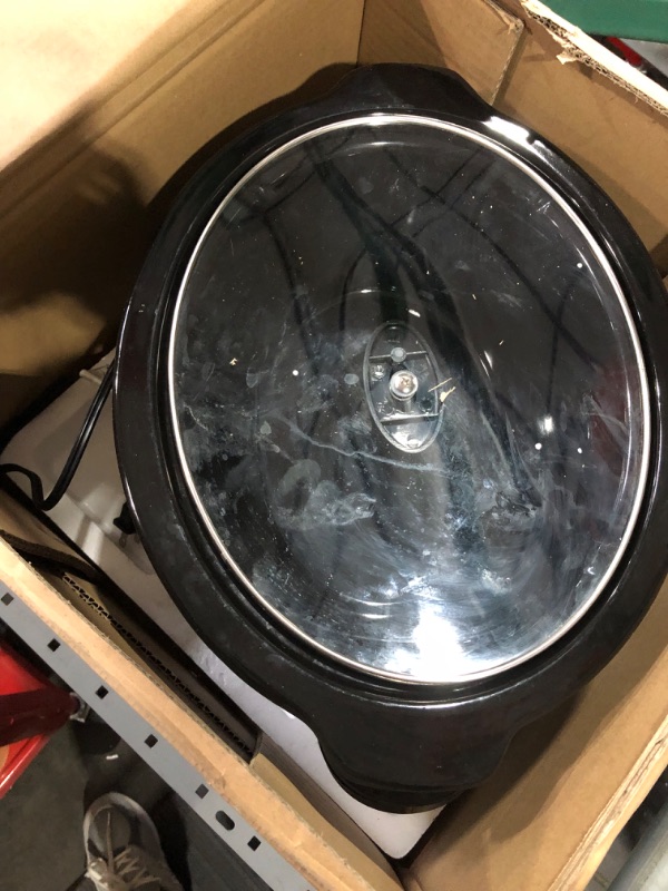Photo 2 of Elite Gourmet MST-1234B## 6 Quart Diamond Pattern Slow Cooker, Removable, Dishwasher-Safe Stoneware Pot with Tempered Glass Lid, Cool-Touch Handles, 6 Quart, Black 6 Quart Black