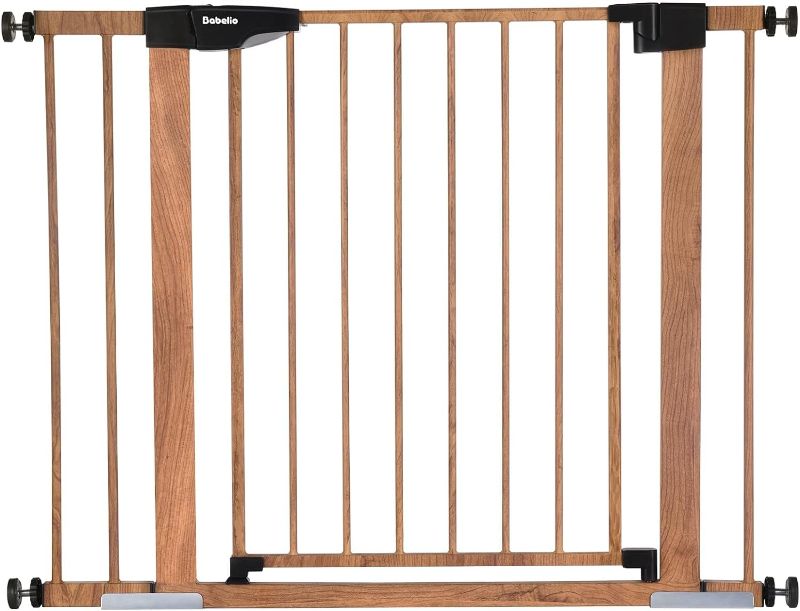 Photo 1 of BABELIO Metal Baby Gate with Wood Pattern, 29-40"