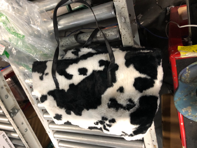 Photo 2 of * see all images * 
VALICLUD Women Milk Cow Print Clutch Handbag Cow Shoulder Bag Plush Faux Fur Tote Bag Bucket