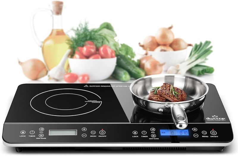 Photo 1 of ***USED - DIRTY - UNABLE TO TEST***
Duxtop LCD Portable Double Induction Cooktop 1800W Digital Electric Countertop Burner Sensor Touch Stove, 9620LS/BT-350D
