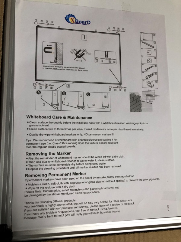 Photo 6 of XBoard Magnetic Dry Erase Board/Whiteboard, 36 X 24 Inches, Double Sided White Board,1 Dry Eraser & 3 Dry Erase Markers & 4 Push Pin Magnets 36" x 24"