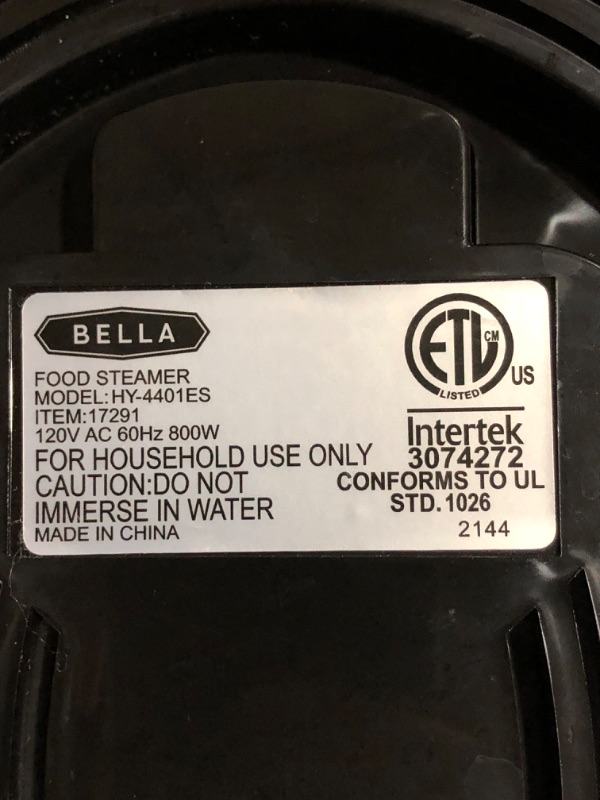 Photo 4 of * not functional * sold for parts * repair * 
BELLA 9.5 QT Triple Tier Digital Food Steamer, Healthy Fast Simultaneous Cooking