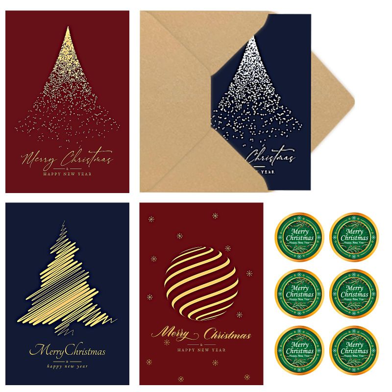 Photo 1 of PACK OF 2** Christmas Cards with Envelopes 24pack, Gold Foil Christmas Cards 5 x 7-inch