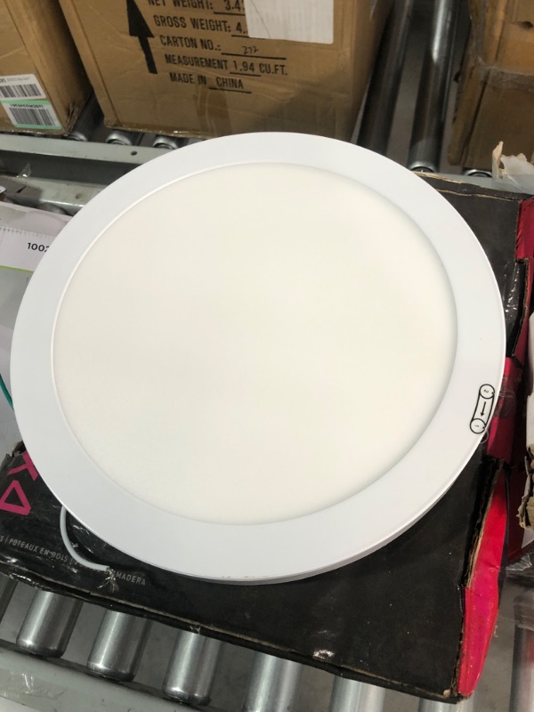 Photo 3 of 11 in. 12.5-Watt Dimmable White Integrated LED Edge-Lit Round Flat Panel Flush Mount Ceiling Light Color Changing