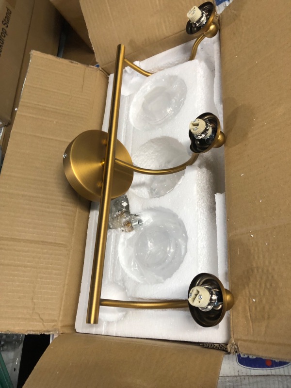 Photo 2 of WJShome Gold Vintage Bathroom Vanity Light Fixture, 3 Lights Bathroom Lighting, Gold Wall Light, Exquisite Crystal Glass Shade