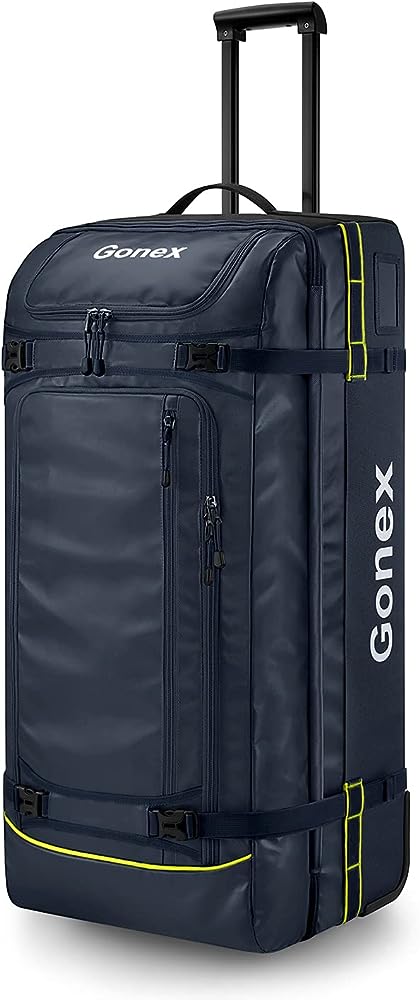 Photo 1 of Gonex Rolling Duffle Bag with Wheels, 100L Water Repellent Large Wheeled Travel Duffel Luggage with Rollers 33 inch, Navy Blue