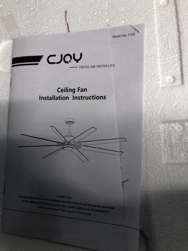 Photo 2 of CJOY Ceiling Fan with Lights Remote Control , 72 Inch Black Modern Ceiling Fan with 8 Reversible Blades