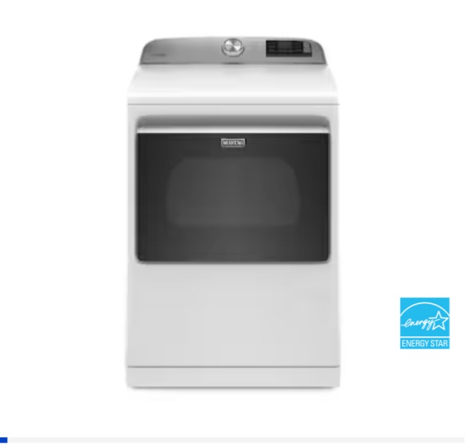 Photo 1 of Maytag Smart Capable 7.4-cu ft Hamper DoorSteam Cycle Smart Gas Dryer (White) ENERGY STAR