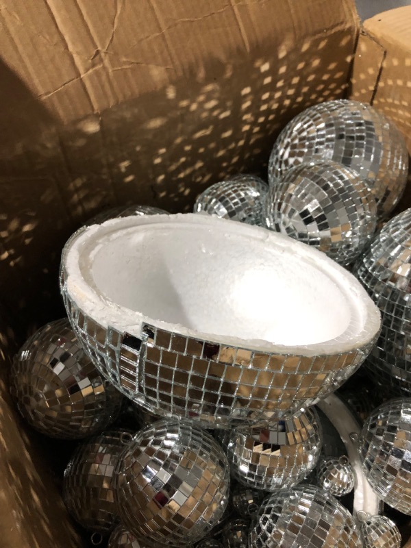 Photo 4 of 200 Pcs Disco Balls Ornament Mini Disco Balls Small Mirror Silver Hanging Decorations Reflective Disco Ball for 70s Disco Themed Party Christmas Tree Birthday Wedding (8, 6, 4, 3, 2, 1 Inch)