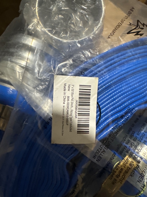 Photo 3 of 5" x 50' Blue PVC Discharge Hose for Swimming Pools, Heavy Duty Backwash Hose Reinforced Pool Drain Hose 