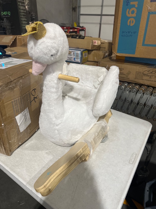 Photo 5 of ***USED - DIRTY***
labebe - Plush Rocking Horse Wooden, Baby Riding Animal White Swan