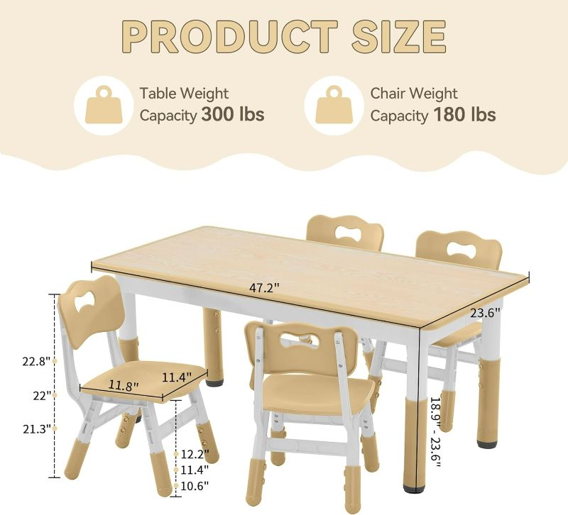 Photo 4 of DOREROOM Toddler Table and Chairs Set for 4