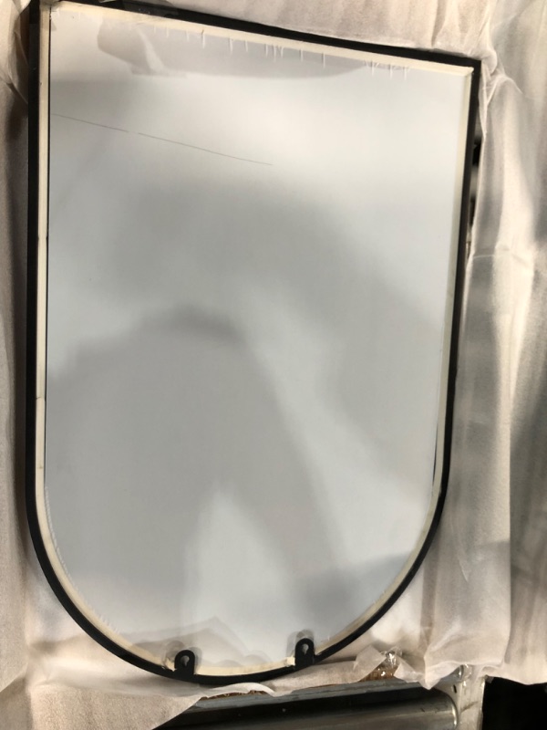 Photo 5 of ***USED - NO PACKAGING - SCRATCHED ON BACK - SEE PICTURES***
ZMYCZ Arched Wall Mounted Mirror, Black Wall Mirror, Arched-Top Bathroom Mirror, Black 20"x28"