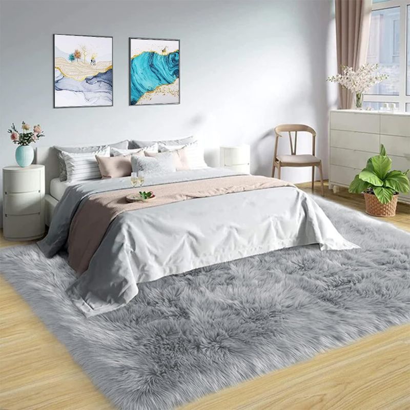 Photo 1 of *STOCK IMG AS REF*  8 x 10 Area Rugs for Living Room Grey Faux Fur Rug