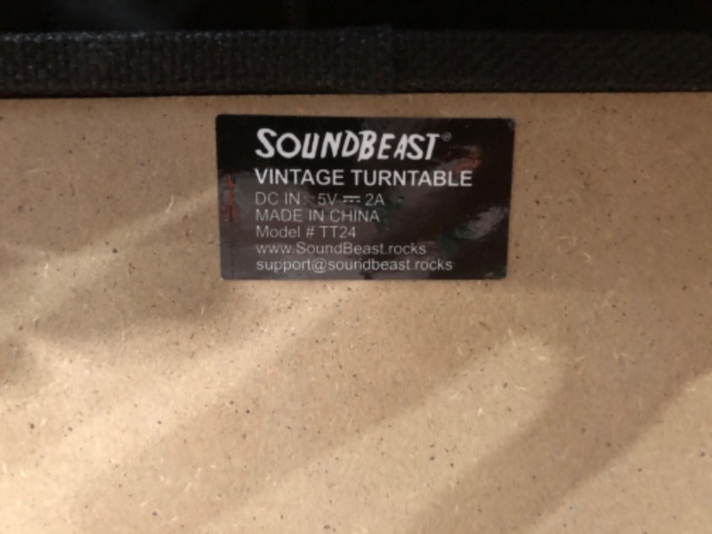 Photo 4 of SoundBeast Retro Wooden Turntable with 3 Speed Vinyl Record Player, Built-in Stereo Speakers, Bluetooth, Aux in, USB Playback, & USB Recording to MP3