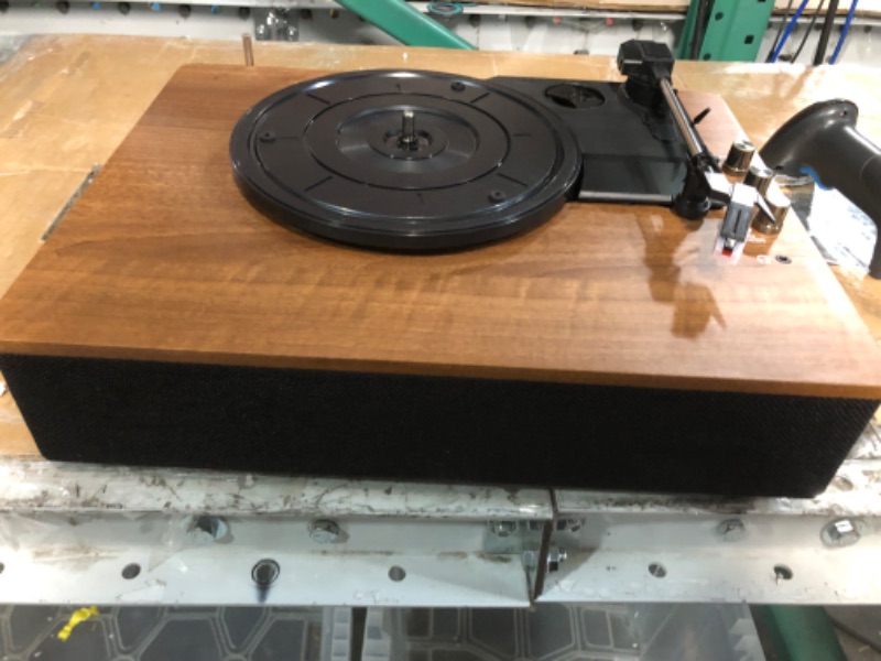 Photo 2 of SoundBeast Retro Wooden Turntable with 3 Speed Vinyl Record Player, Built-in Stereo Speakers, Bluetooth, Aux in, USB Playback, & USB Recording to MP3