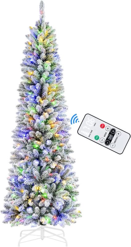 Photo 1 of  4ft Prelit Artificial Flocked Pencil Christmas Tree